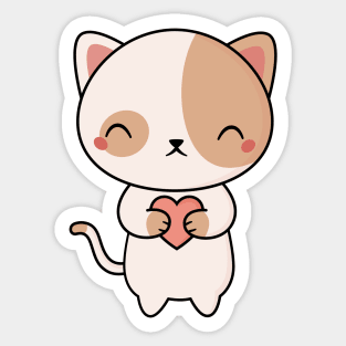 Kawaii Cute Kitten Cat With Heart Sticker